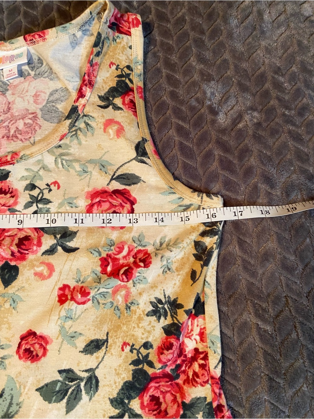 Floral Rose Print women’s Tank Dress - Cream with Pink Roses Lularoe - Picture 5 of 7